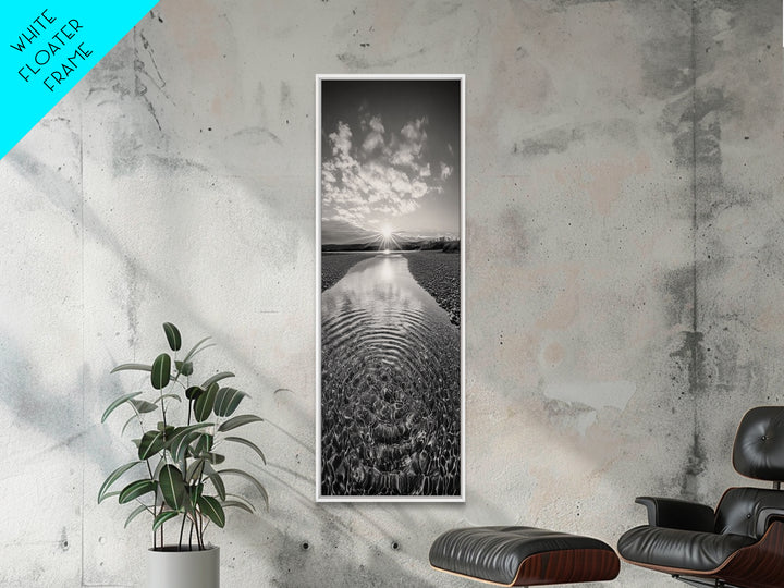 Rippling Water, Pebble Riverbed, Radiant Sunset, Peaceful Reflection, Canvas Print, Zen Art, Bathroom Wall Art, Nature Calm Decor
