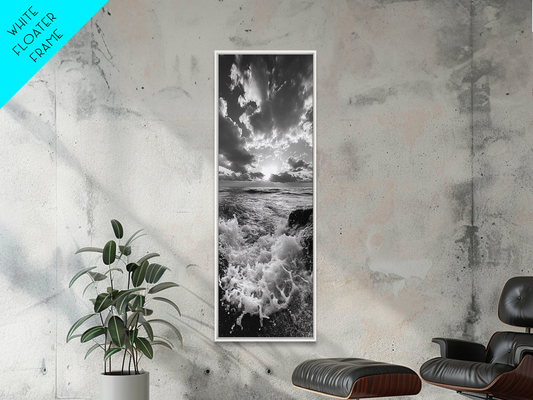 Ocean Splash, Dramatic Sunset, Crashing Waves, Sky Contrast, Canvas Print, Nautical Art, Coastal Bathroom Decor, Bold Seascape