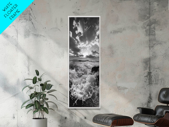 Ocean Splash, Dramatic Sunset, Crashing Waves, Sky Contrast, Canvas Print, Nautical Art, Coastal Bathroom Decor, Bold Seascape
