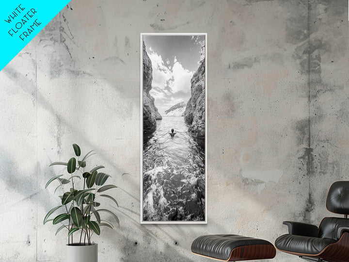 Ocean Escape, Cliff Swim, Travel Photography, Freedom Moment, Canvas Print, Minimalist Wall Art, Bathroom Decor, Beach House Art