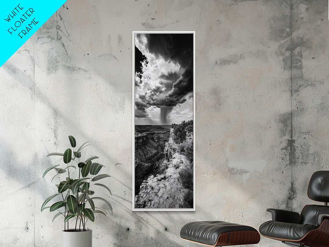 Storm Power, Canyon Rain, Desert Clouds, Monsoon Drama, Framed Canvas Print, Southwestern Wall Art, Moody Living Room Decor