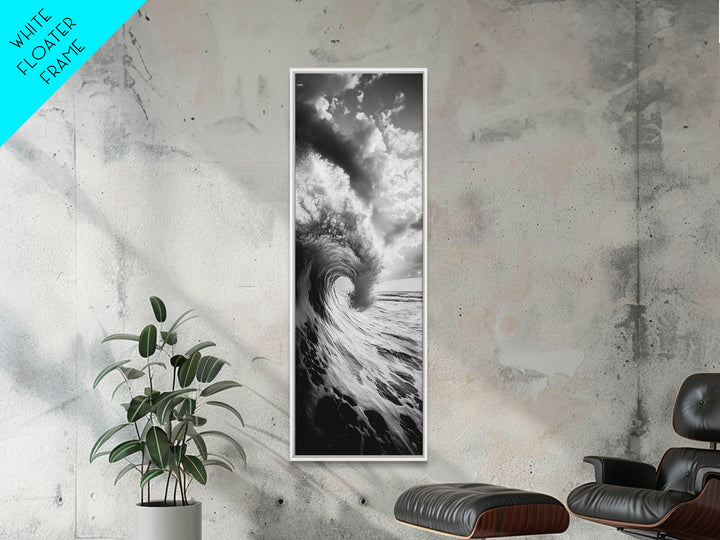 Ocean Wave, Curling Sea, Surfer's Dream, Powerful Water, Framed Canvas Print, Coastal Wall Art, Beach House Decor, Bold Seascape