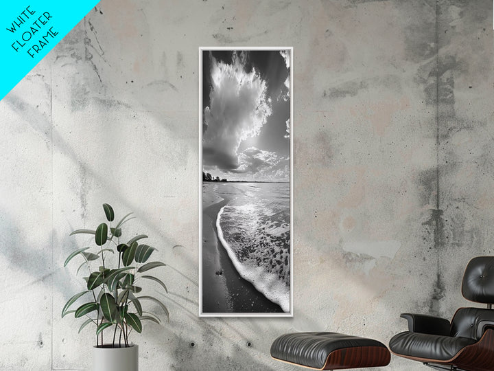 Morning Beach, Shoreline Foam, Coastal Tranquility, Sunrise Horizon, Canvas Print, Beach Wall Art, Bathroom Decor, Seaside Vibes