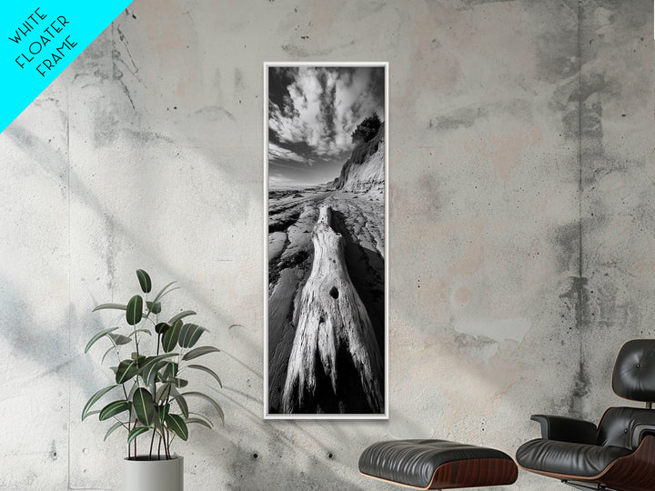Driftwood Beach, Ocean Texture, Nature Scene, Canvas Print, Rustic Beach Decor, Coastal Wall Art, Bathroom Art, Moody Seaside Print