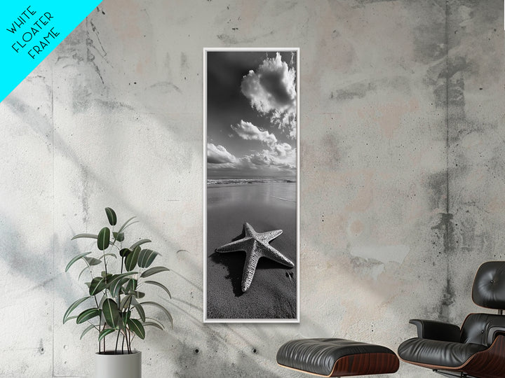 Starfish Beach, Shoreline Calm, Ocean Minimalism, Canvas Print, Coastal Living Room Wall Art, Nautical Bathroom Decor, Beach House Style