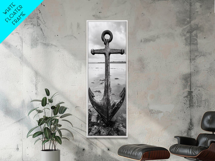 Nautical Anchor, Coastal Vibes, Marine Decor, Ocean-Inspired, Bold Statement, Framed Canvas Print, Entryway Wall Art, Rustic Beach Style