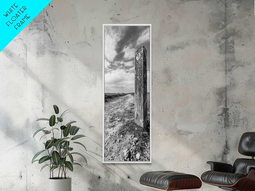 Trail Marker, Countryside Path, Rustic Journey, Canvas Print, Outdoor Adventure Wall Art, Neutral Fall Decor, Minimalist Hallway Art