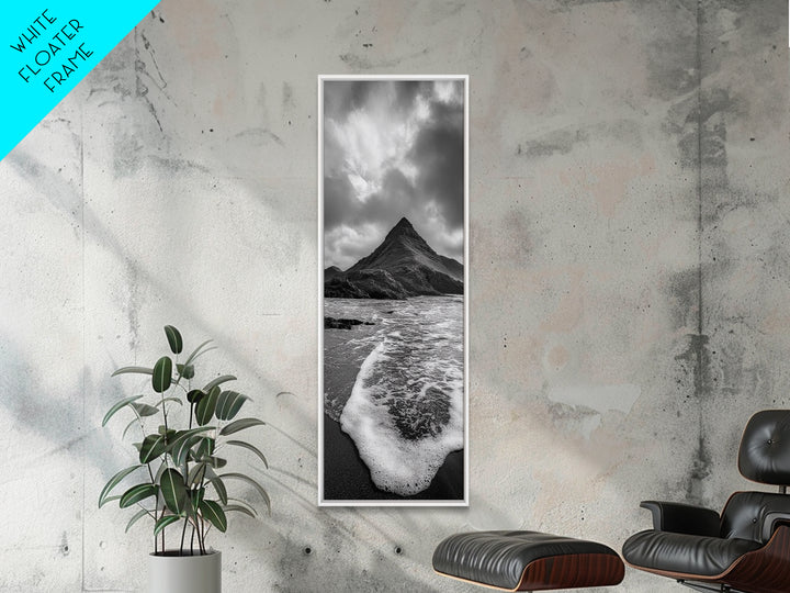 Dramatic Seaside Peak, Coastal Mountain Wall Art, Black Beach Photography, Bold Nature Decor, Canvas Print, Living Room Art