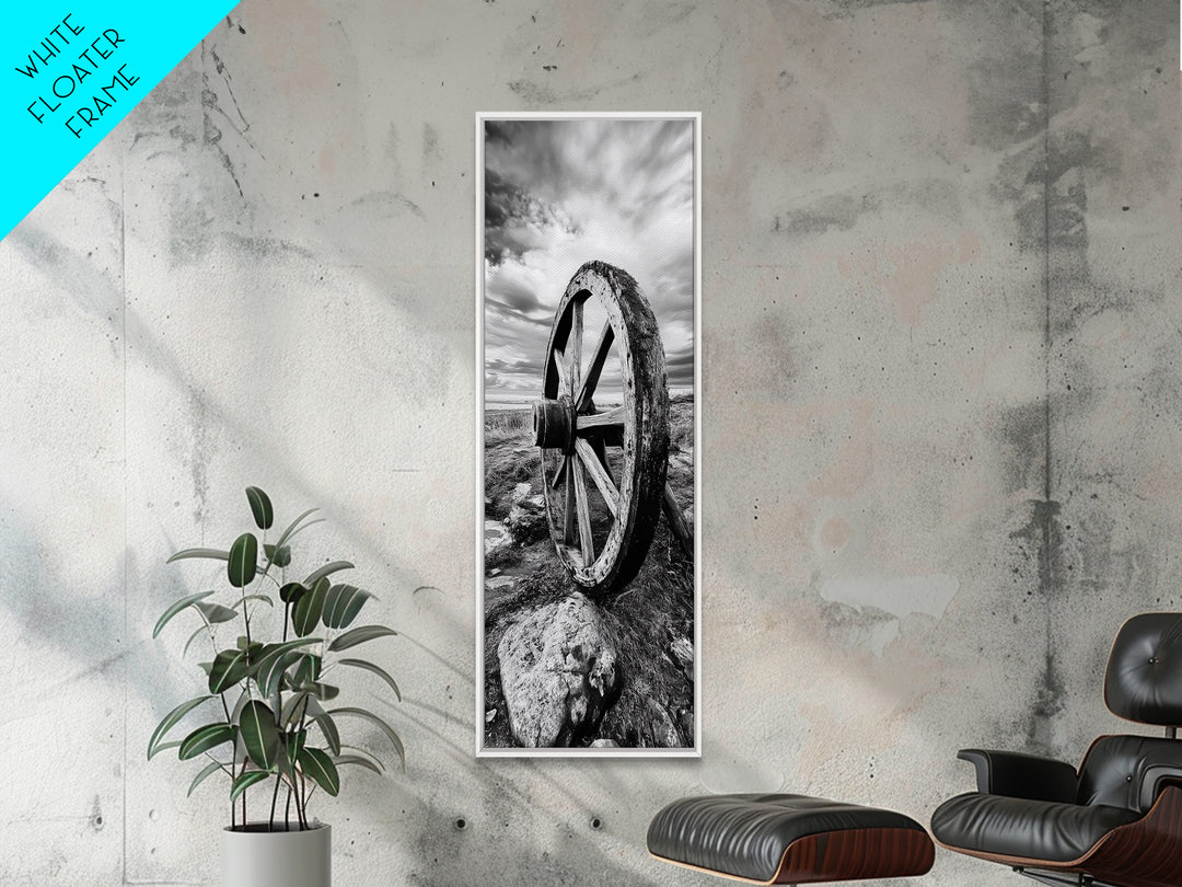 Prairie Wagon Wheel, Antique Rustic Wall Decor, Western Homestead Art, Barnhouse Style Print, Canvas Print, Fall Living Room Art