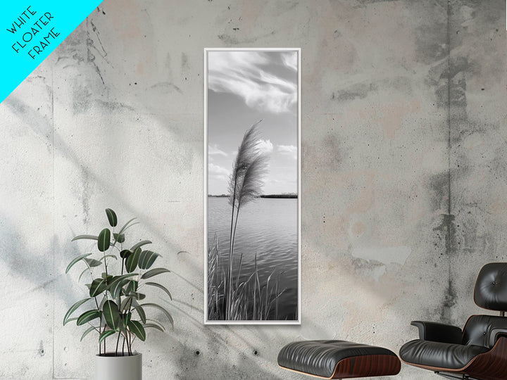 Lakeside Grasses, Windy Waterscape Print, Minimal Nature Art, Calm Landscape Decor, Bathroom or Office Wall Art, Canvas Print