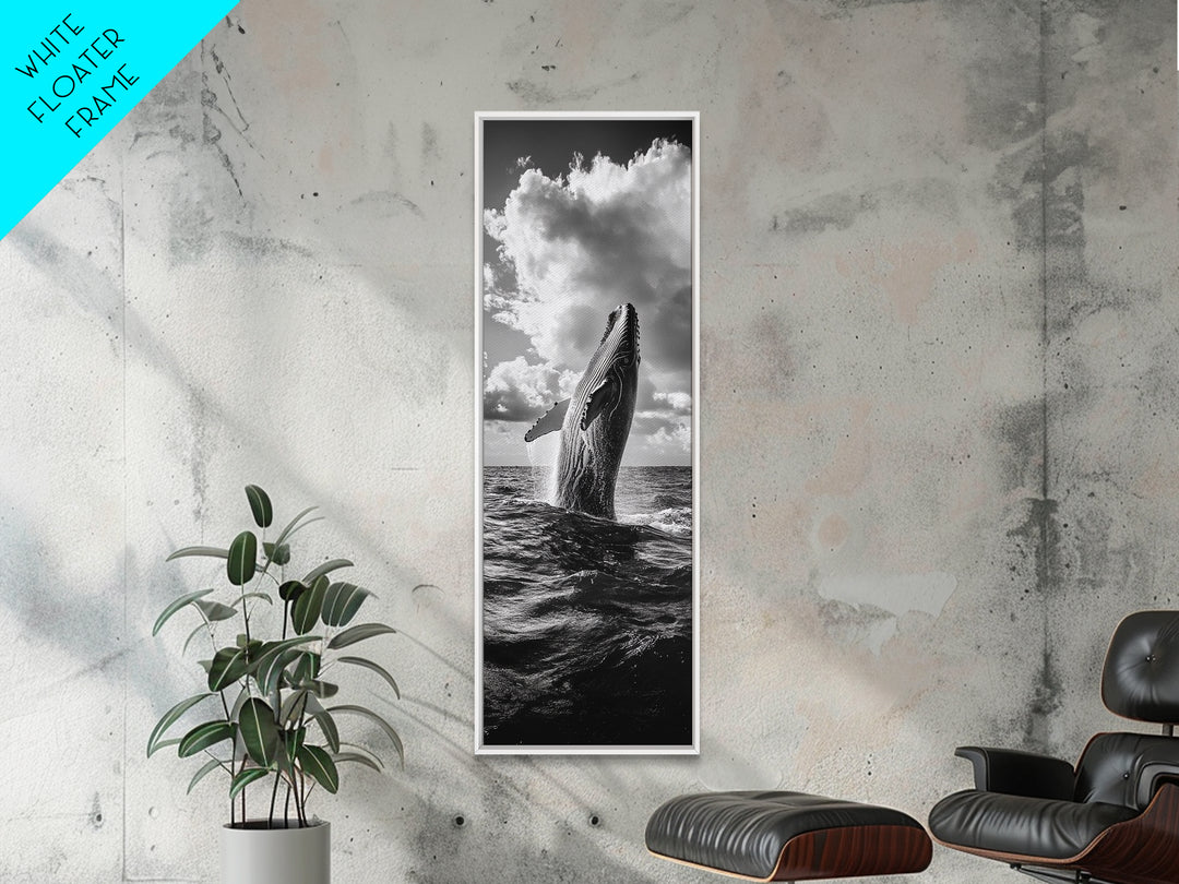 Breaching Whale Art, Ocean Wildlife Print, Marine Life Photography, Dramatic Sea Scene, Coastal Living Room Decor, Canvas Print