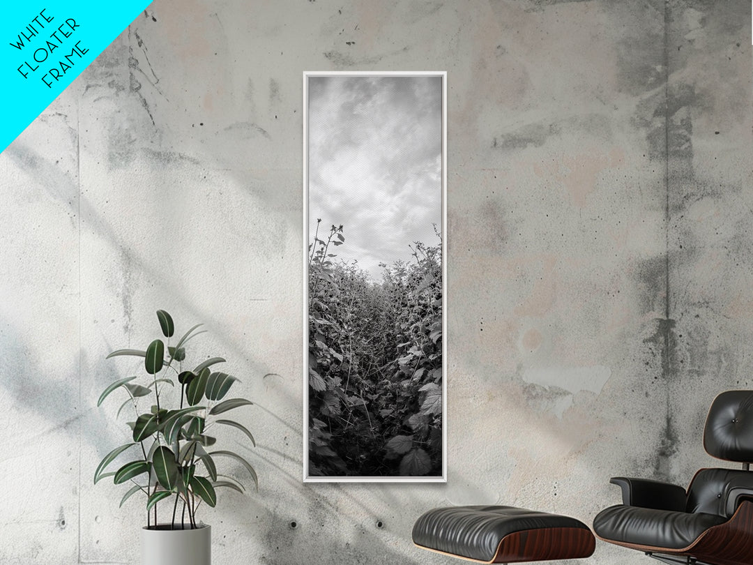 Wild Berry Path, Autumn Botanical Art, Overgrown Garden Scene, Fall Nature Photography, Rustic Kitchen Decor, Framed Canvas Print