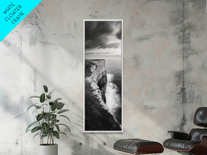 Coastal Cliff, Ocean Horizon, Nature Photography, Dramatic Skies, Framed Canvas Print, Modern Beach Wall Art, Minimalist Landscape Decor