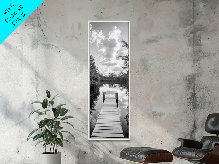 Forest Trail, Ocean View, Moody Trees, Pacific Coast Path, Framed Canvas Print, Cabin Entryway Art, Rustic Adventure Wall Decor