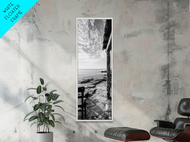 Seaside Dining, Rustic Ocean, Peaceful Horizon, Mediterranean Charm, Canvas Print, Coastal Kitchen Wall Art, Farmhouse Seaside Decor