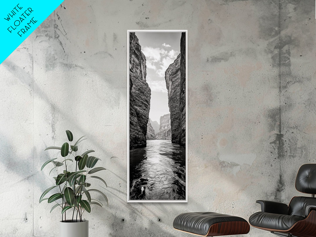 Canyon River, Desert Passage, Rugged Cliffs, Adventure Scene, Framed Canvas Print, Western Wall Art, Office Art, Den Nature Decor