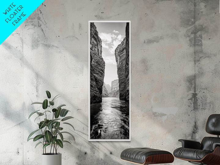 Canyon River, Desert Passage, Rugged Cliffs, Adventure Scene, Framed Canvas Print, Western Wall Art, Office Art, Den Nature Decor