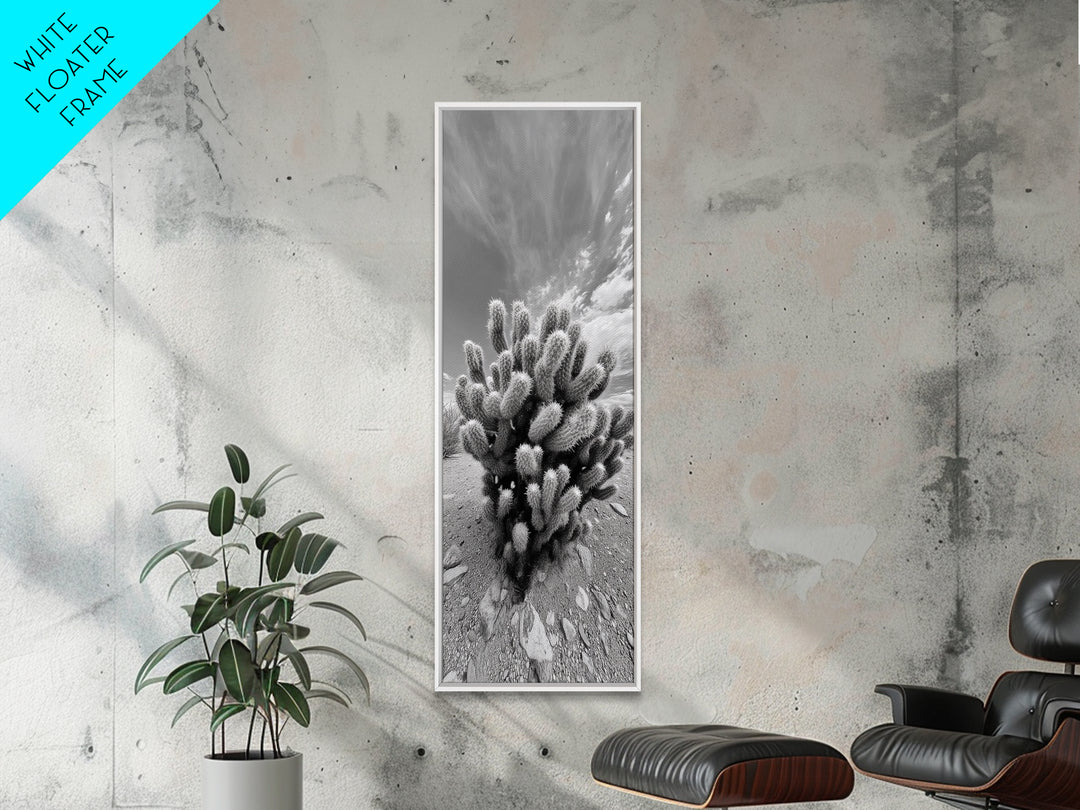 Desert Cactus, Nature Photography, Black White Art, Canvas Print, Boho Western Wall Decor, Modern Rustic Living Room Art, Nature Print