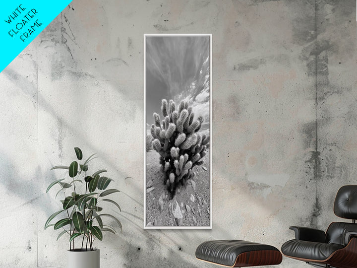 Desert Cactus, Nature Photography, Black White Art, Canvas Print, Boho Western Wall Decor, Modern Rustic Living Room Art, Nature Print