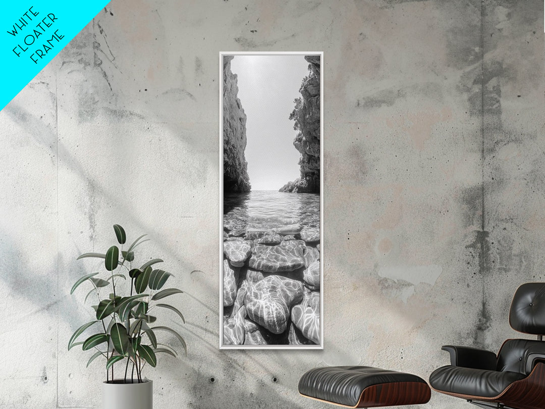 Crystal Cove, Reflections Water, Seaside Stones, Canvas Print, Tranquil Coastal Wall Art, Beach Bathroom Decor, Minimalist Style