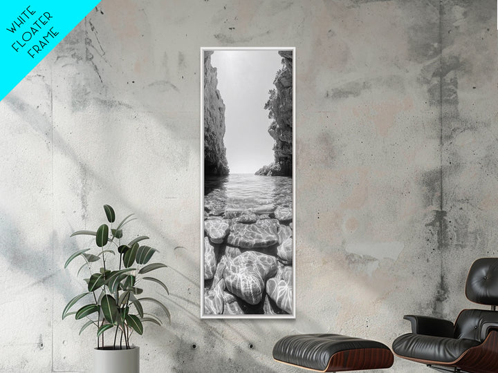 Crystal Cove, Reflections Water, Seaside Stones, Canvas Print, Tranquil Coastal Wall Art, Beach Bathroom Decor, Minimalist Style