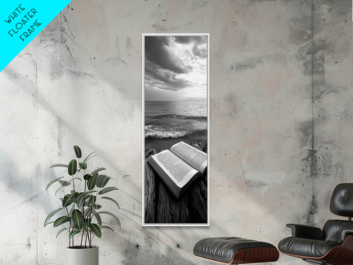 Seaside Book, Ocean Reading, Stormy Sky, Canvas Print, Cozy Beach House Art, Library Decor, Literary Wall Art, Moody Coastal Style