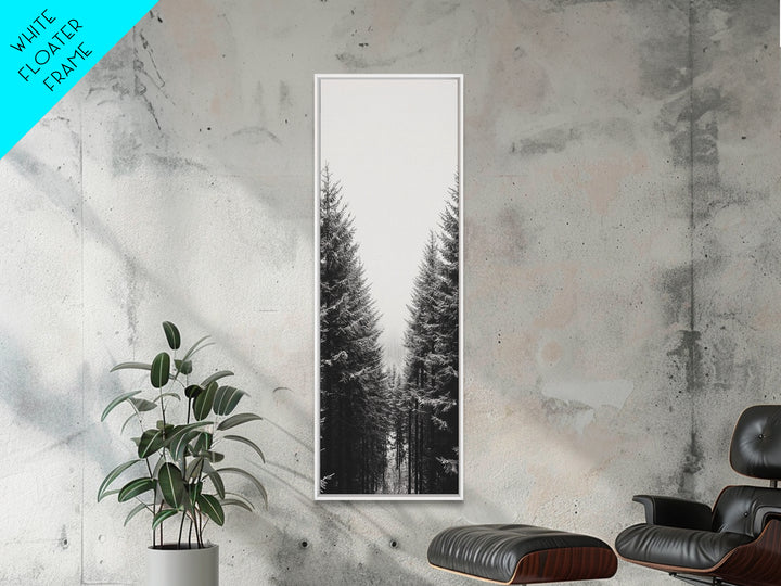 Snowy Forest, Pine Trees, Winter Woods, Minimal Art, Nordic Aesthetic, Canvas Print, Christmas Decor, Cozy Living Room Wall Art