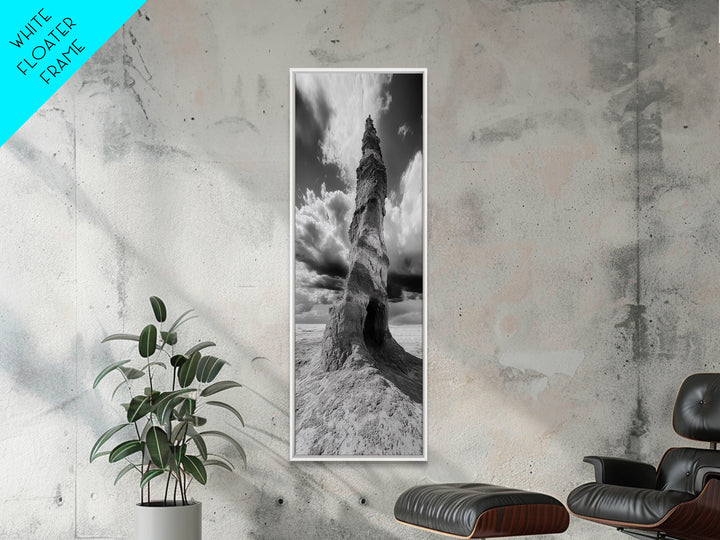 Stone Tower, Moody Sky, Dramatic Desert, Earth Element, Spiritual Journey, Canvas Print, Meditation Room Decor, Minimalist Earth Art