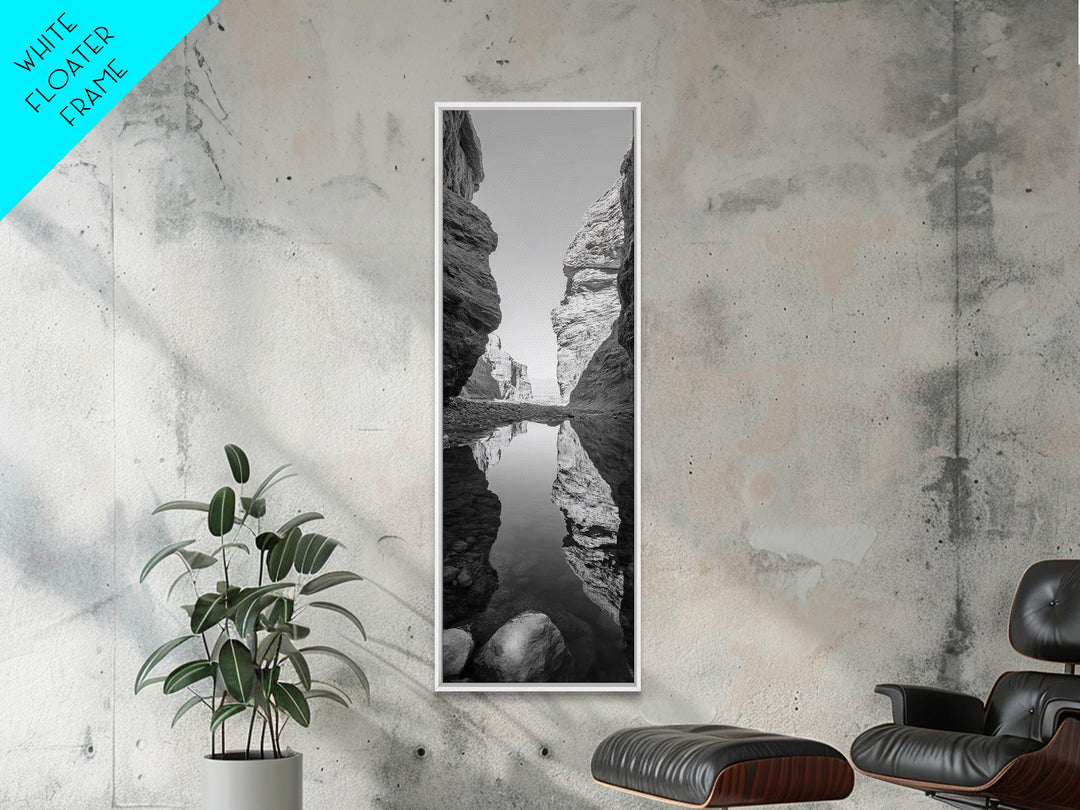 Rock Reflection Pool, Nature Canyon Wall Art, Tranquil Landscape Photography, Framed Canvas Print, Zen Wall Decor, Bedroom Artwork