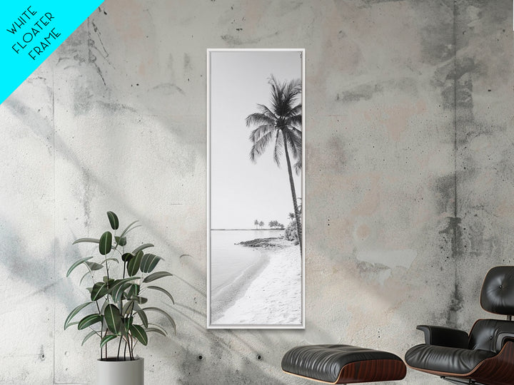 Coastal Palm Trees, Tropical Minimalist Print, Modern Beach Decor, Neutral Wall Art, Framed Canvas Print, Dining Room Summer Vibe