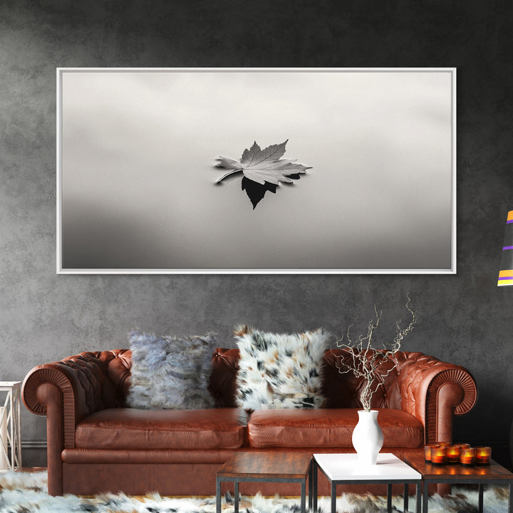 Autumn Leaf, Tranquil Water, Floating Serenity, Soft Tones Nature Art, Canvas Print, Fall Bedroom Wall Art, Minimalist Style
