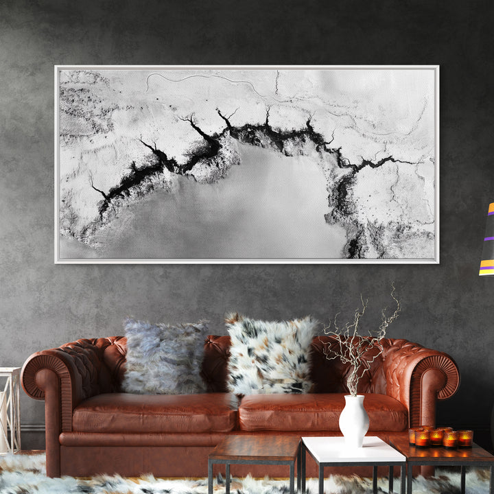 Aerial Desert, Cracked Earth, Modern Texture, Abstract Terrain, Canvas Print, Office Wall Art, Earth Tones, Contemporary Natural Art