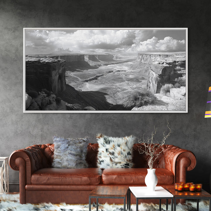 Desert Canyon Vista, Monument Valley View, Rugged Landscape Photography, Framed Canvas Print, Western Living Room Wall Art