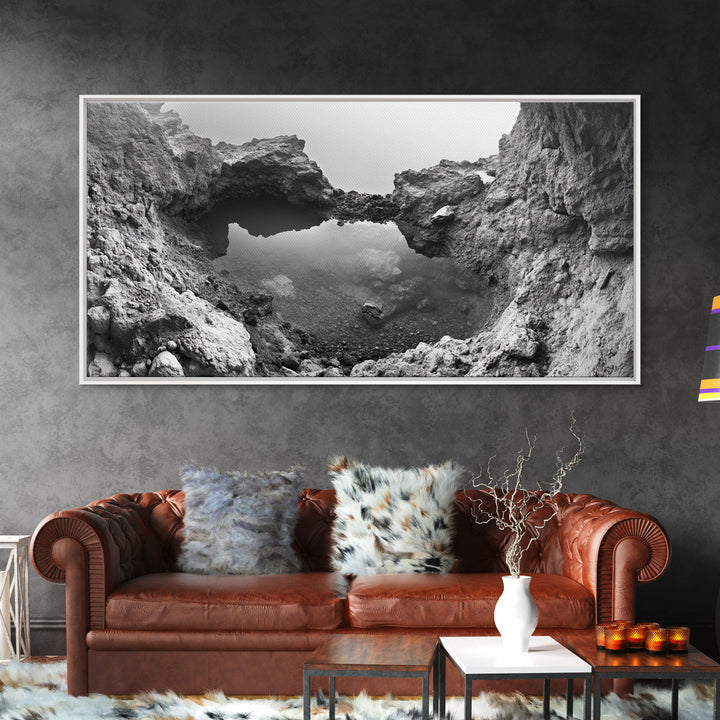 Arch Pool, Stone Lagoon, Natural Wonder, Organic Texture, Minimal Coastal Wall Decor, Canvas Print, Earth Tones Bathroom Art