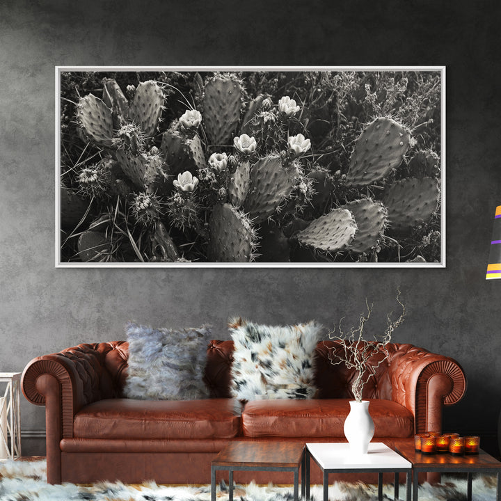 Cactus Blooms, Desert Flowers, Prickly Pear, Nature Closeup, Framed Canvas Print, Southwestern Art, Kitchen Wall Art, Boho Style