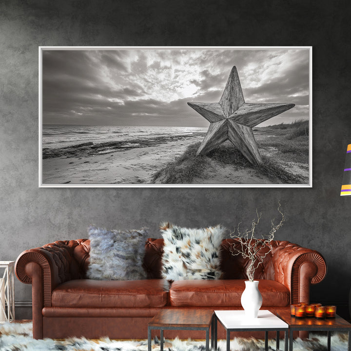 Beach Star, Weathered Wood, Coastal Symbol, Canvas Print, Rustic Seaside Wall Art, Fall Decor, Entryway Or Nautical Living Room Style