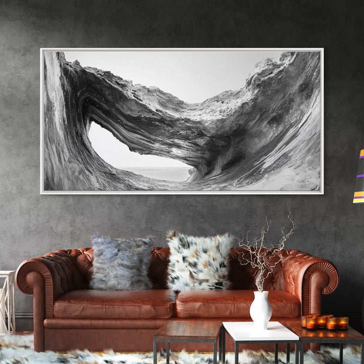 Ocean Cave, Textured Rock, Seaside Mystery, Canvas Print, Coastal Wall Art, Nature Photography, Bathroom Decor, Abstract Sea Cave