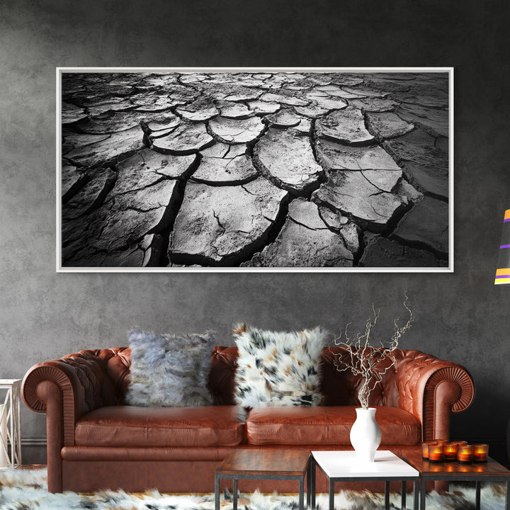Cracked Earth Texture, Nature Closeup, Desert Minimalism, Earth Tone Art, Canvas Print, Rustic Home Decor, Fall Entryway Wall Art
