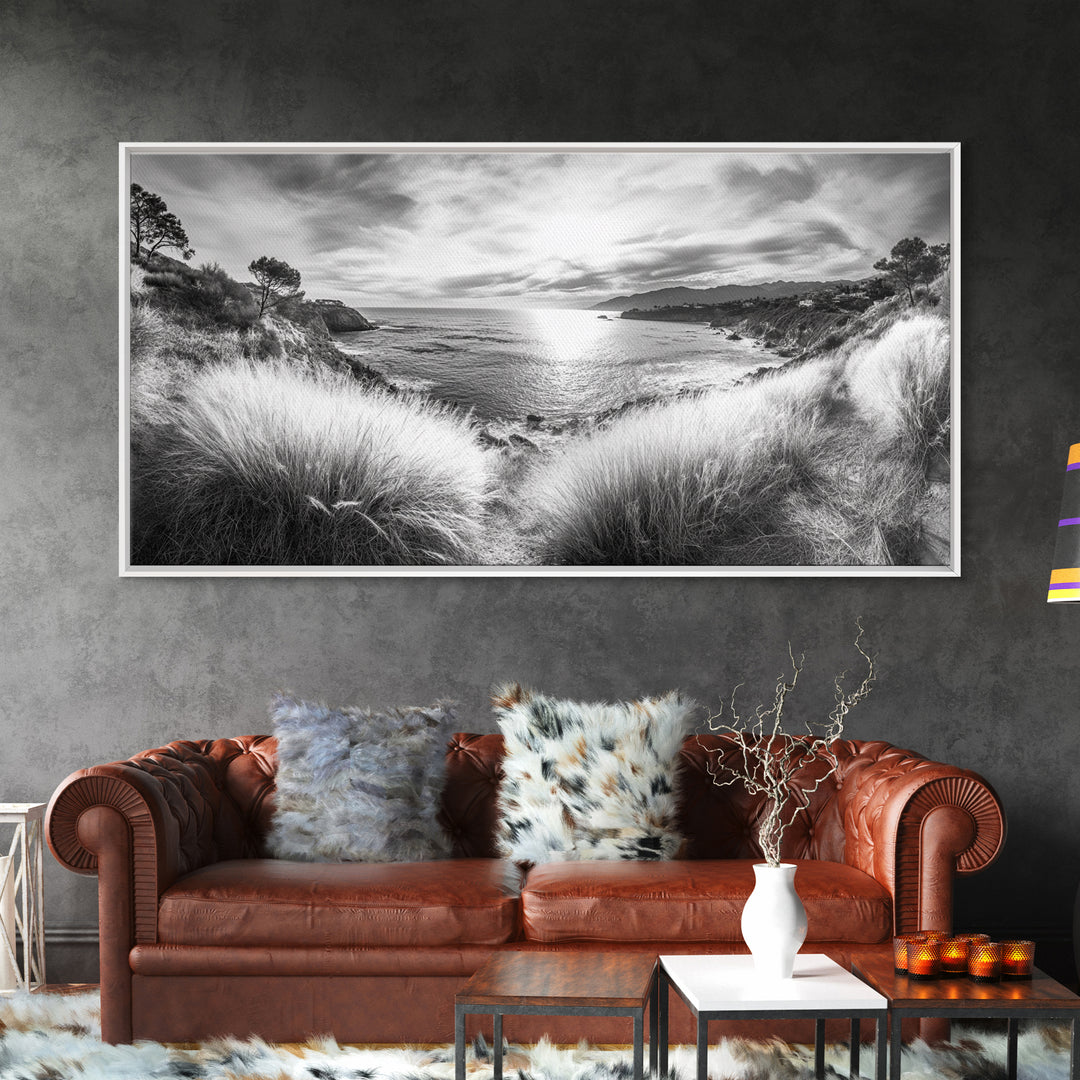 Coastal Bluff Sunset, Seaside Horizon View, Beach Landscape Scene, Serene Decor, Canvas Print, Living Room or Hallway Wall Art