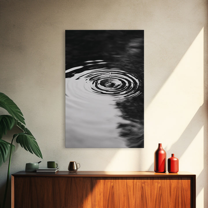 Ripple Effect, Water Drop, Zen Wall Art, Minimalist Black and White, Canvas Print, Bathroom Decor, Tranquil Art, Meditation Room Art