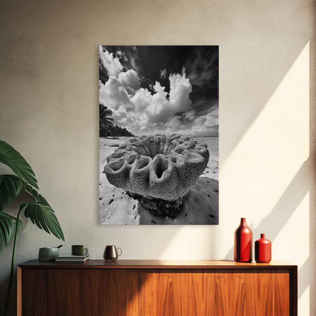 Coral Reef Texture, Ocean Wall Art, Coastal Minimalist, Nature Photography, Framed Canvas Print, Bathroom Wall Decor, Tropical Beach Print