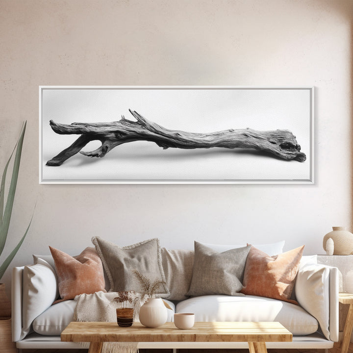 Driftwood Closeup, Minimal Nature Print, Scandinavian Neutral Decor, Framed Canvas Print, Modern Wall Art, Organic Texture Style