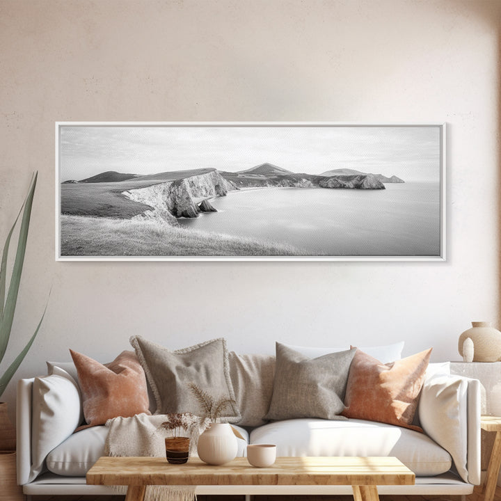 Cliff Coast, Rolling Hills, Seaside Bluffs, Canvas Print, dreamy landscape photography, light neutral living room art, tranquil office decor