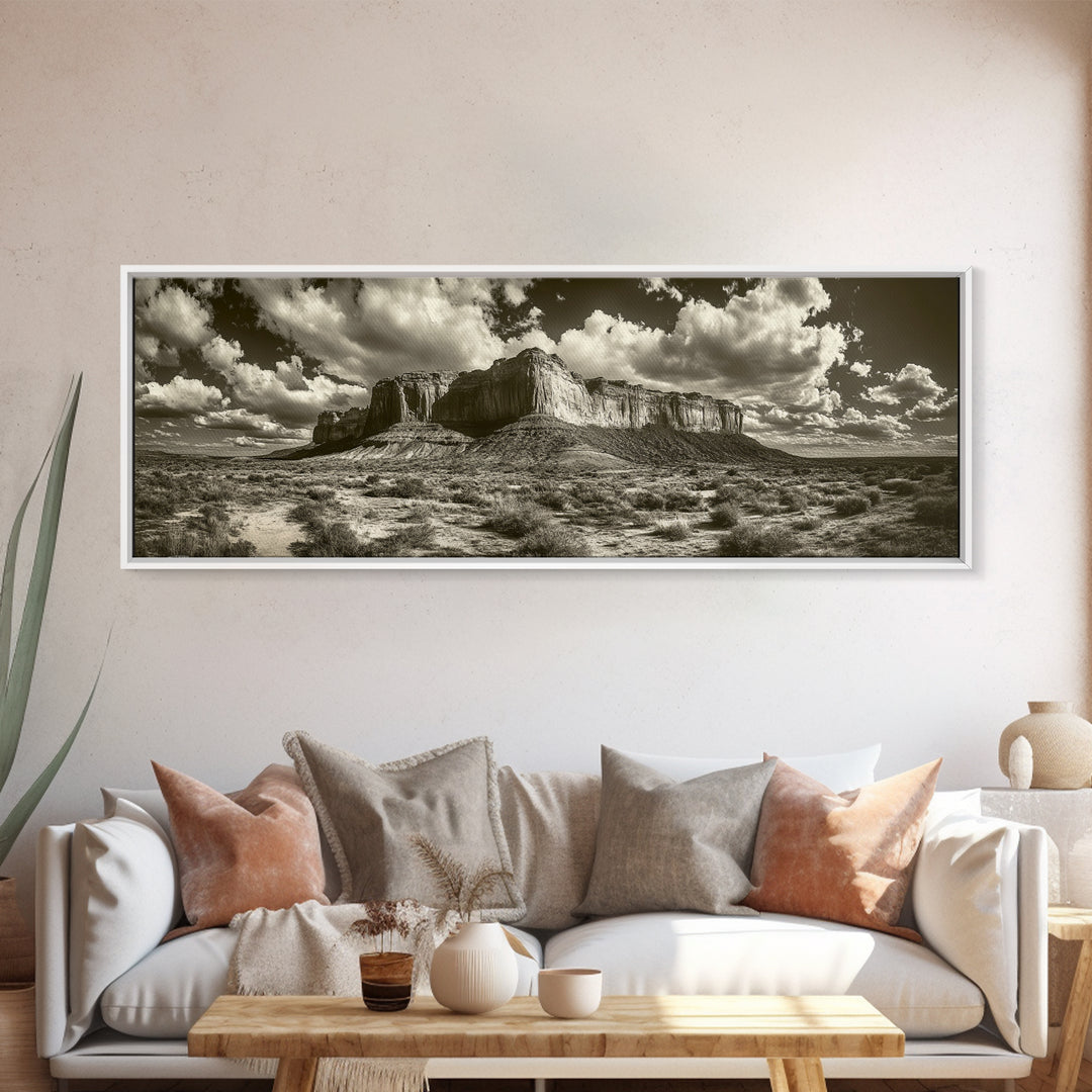Desert Plateau, Cloudscape Drama, Western Landscape, Large Wall Art, Canvas Print, Rustic Home Decor, Minimalist Nature Art, Office Wall Decor