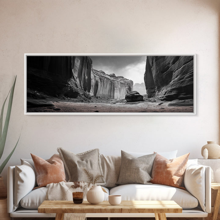 Desert Canyon Walls, High Contrast, Natural Monument, Canvas Print, Office Wall Art, Moody Modern Decor, Wilderness Photography