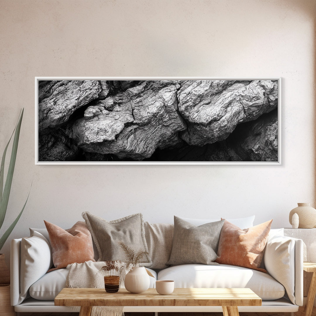 Textured Rock, Earth Tones, Natural Abstract, Framed Canvas Print, modern rustic decor, living room wall art, organic texture, neutral tones