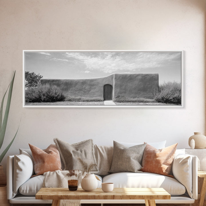 Desert Adobe, Minimal Wall, Architecture Photography, Black and White Art, Framed Canvas Print, Southwestern Decor, Entryway Wall Art