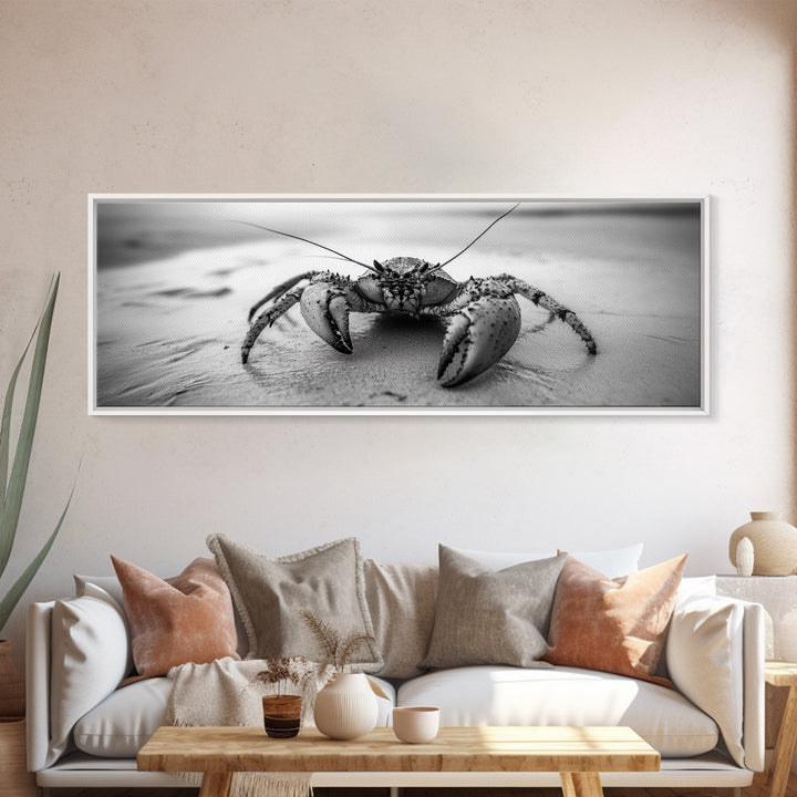 Crab Walk, Seaside Creature, Sandy Shore, Canvas Print, Coastal Nature Photography, Kids Room Ocean Decor, Minimalist Beach Art