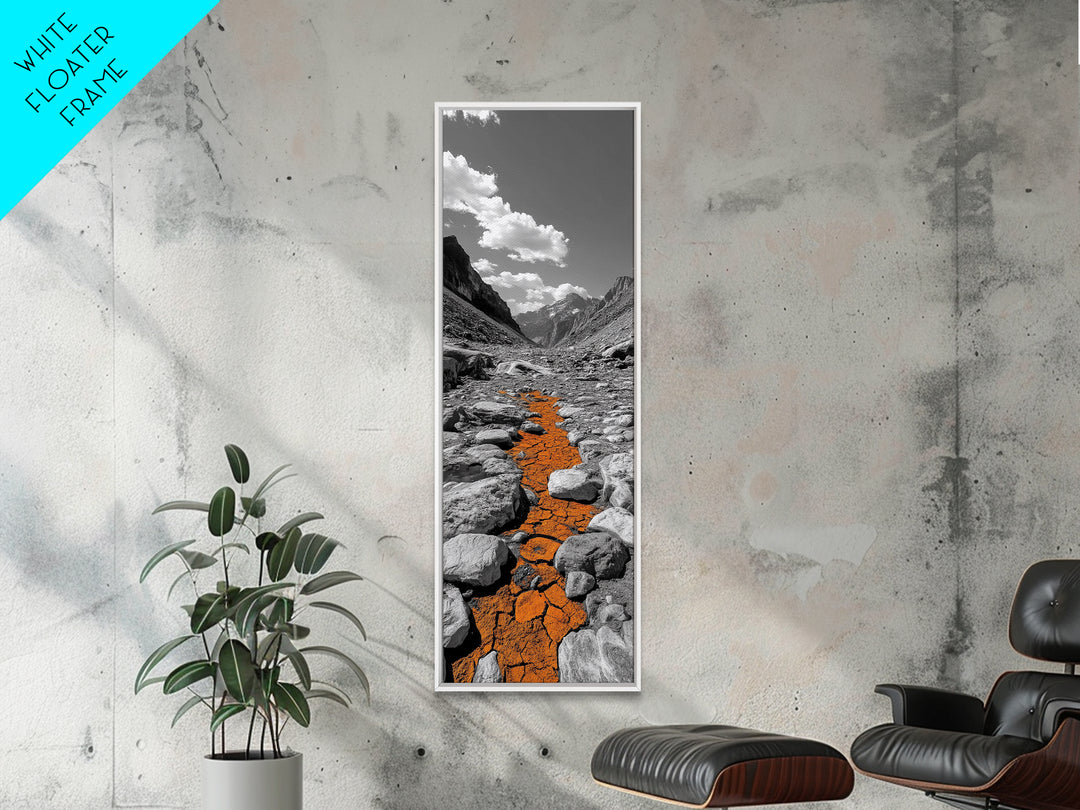 Cracked Earth, Orange Path, Mountain Trail, Climate Scene – Canvas Print, Nature Wall Art, Earth Tones Decor, Fall Landscape Photography