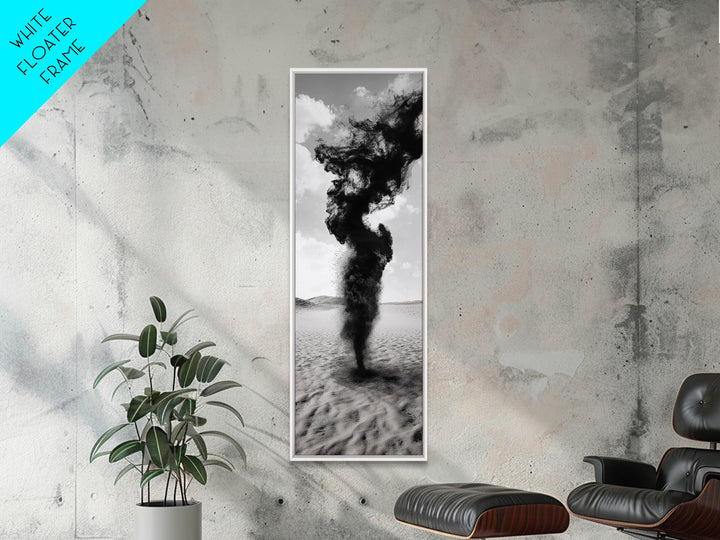 Smoke Storm, Desert Vortex, Abstract Motion, Surreal Art, Framed Canvas Print, Black and White Wall Art, Modern Office Decor, Dark Aesthetic